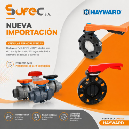 V&Aacute;LVULAS TERMOPL&Aacute;STICAS HAYWARD DE BOLA Y MARIPOSA